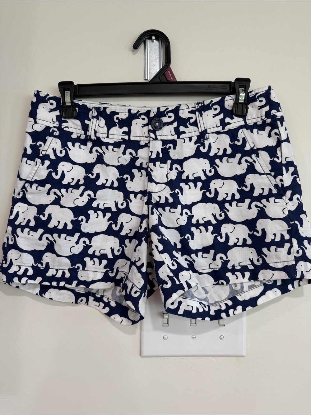 Lilly Pulitzer Navy and White Elephant-Print Bermuda Shorts